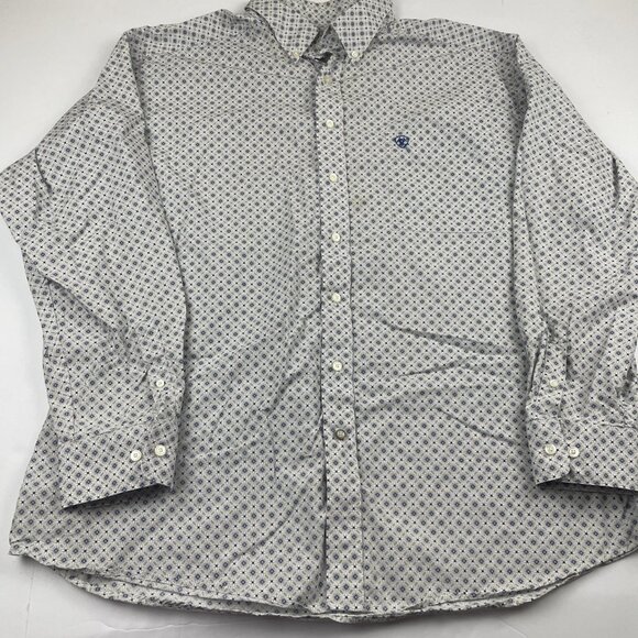 Ariat Western Shirt Men’s 2XL Long Sleeve Geometric Print Button Down Blue Gray - Picture 2 of 11
